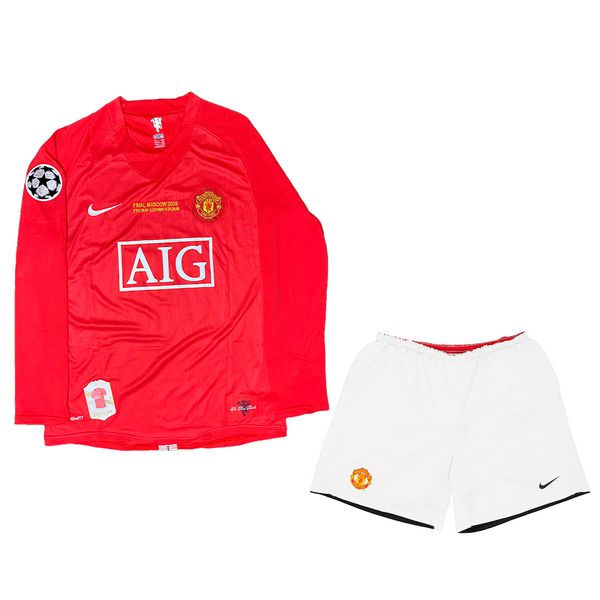 MANCHESTER UNITED HOME - FINAL CHAMPIONS 2008 LONG SLEEVE RONALDO #7 [RETRO] + SHORT