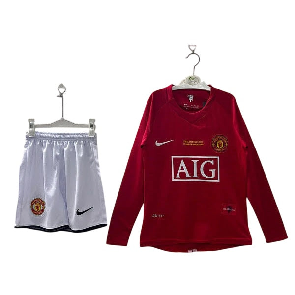 Kit KID Manchester United Home 2007/08 - JERSEY LONG SLEEVE + Short [VERSION RETRO]