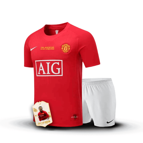 Kit KID CR7 2008 - JERSEY Manchester United Home 2007/08 Final Champions League + Short [VERSION RETRO]